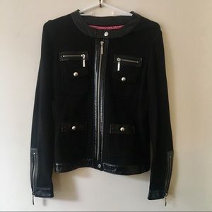 Black Michael Simon RacerJacket w/ Leather Trim